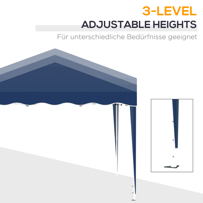 Outsunny Folding Gazebo 3x3m Garden Gazebo Foldable Party Tent Adjustable Height with Carrying Bag UV Protection Made of Steel and Oxford Blue