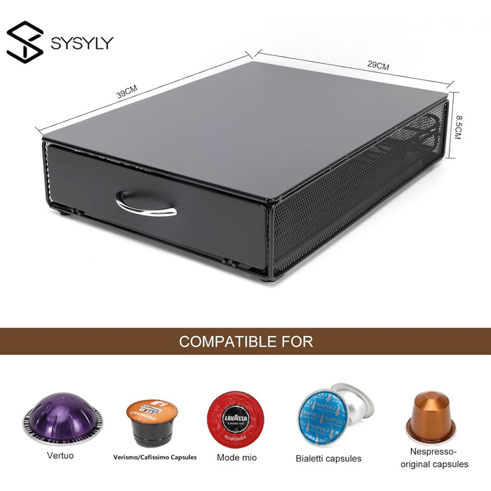 Висувна поличка для капсул Nespresso Vertuo - органайзер для 80 капсул, 2 яруси, SYSYY