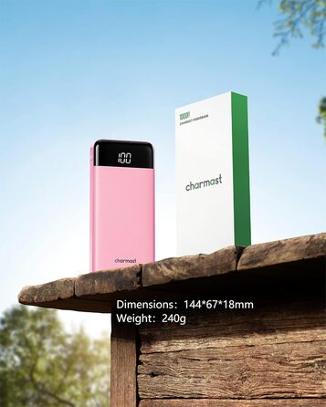 Power Bank Charmast 10000mAh з 6 виходами, USB-C, LED-дисплеєм, 4 кабелями, для iPhone, Huawei, Samsung