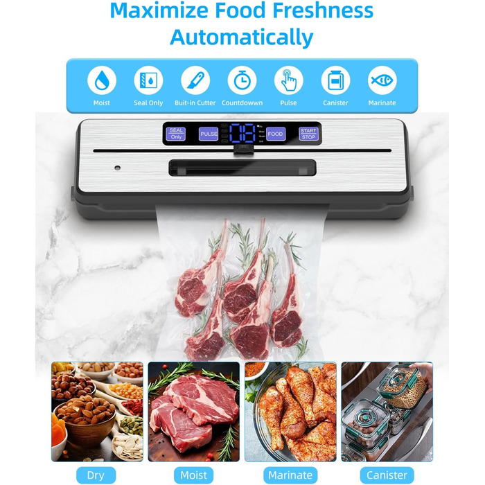 Вакуумний пакувальник Carehabi: 6 режимів, знімний піддон, ніж та 2 нагрівальні елементи