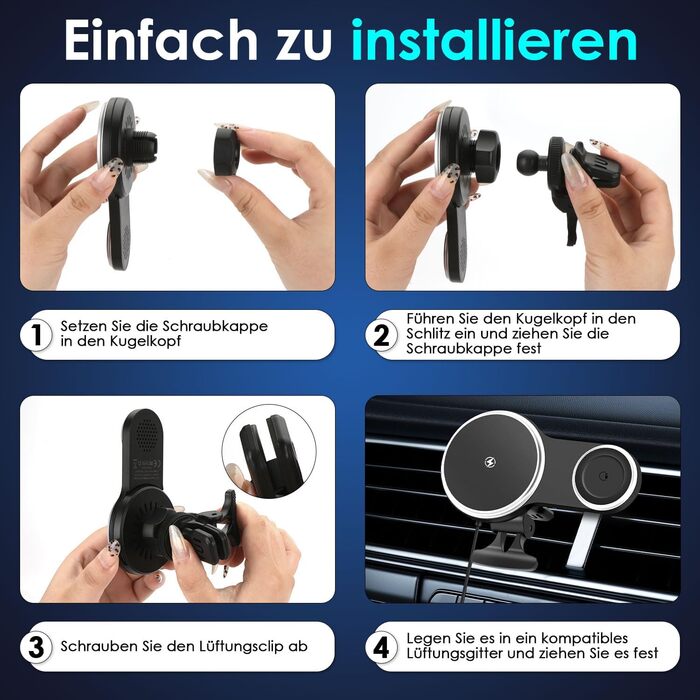 Автомобільний зарядний пристрій MagSafe 15W 2-в-1: зарядка та тримач для iPhone 16/15/14/13/12 Pro Max