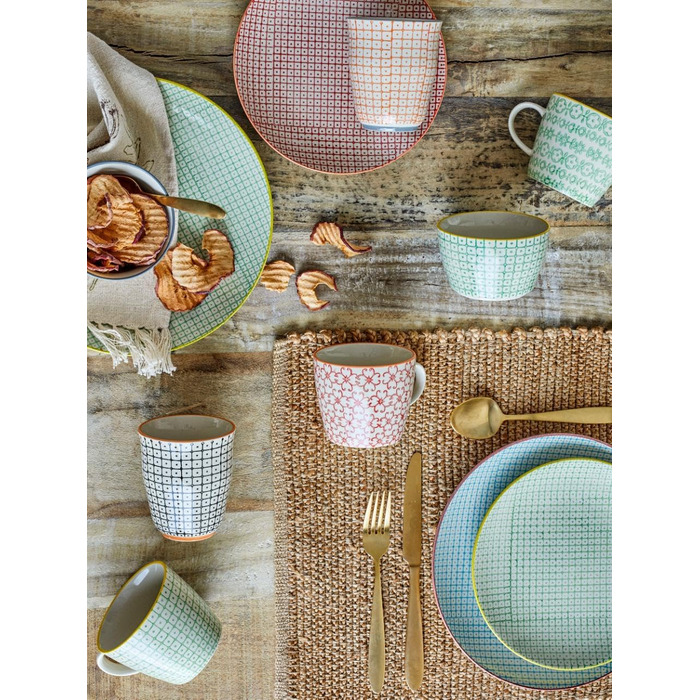 Кружка Bloomingville Carla - набір з 4 кружок, кераміка, червоний, зелений, синій, помаранчевий