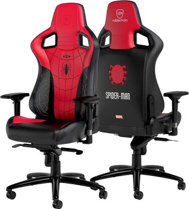 Ігрове крісло noblechairs Epic Spider-Man, ергономічне, офісне, з підголівником і поперековою підтримкою, для користувачів до 120 кг та 185 см