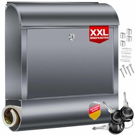 Поштовий ящик настінний KESSER XXL нержавіюча сталь, з газетницею, замок (3 ключі), антрацит
