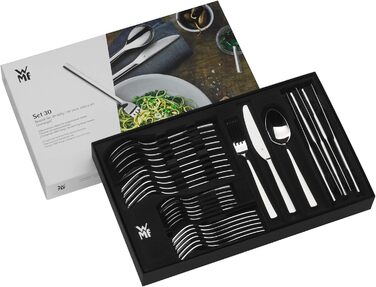 WMF Palma Stainless Steel Cutlery Set, 6 Persons, 30-Piece Dining Cutlery Set, Monobloc Knives, Cromargan Stainless Steel Polished, Shiny, Dishwasher-Safe, 30-Piece Single
