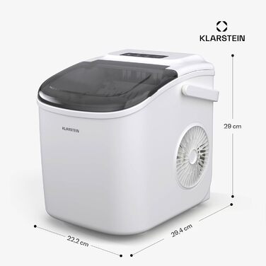 Klarstein Ice Maker - 12kg/24h, 2 sizes, 1.3L water tank, LED displays, transparent lid, portable, ice cube maker for parties/garden events