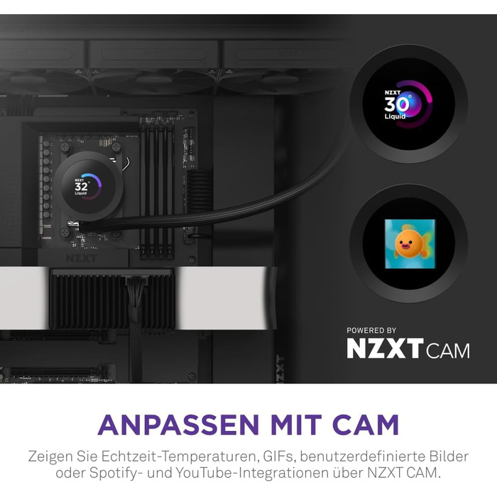 NZXT Kraken Plus 2025 – Система водяного охолодження CPU AIO з LCD-дисплеєм, 360 мм, чорний