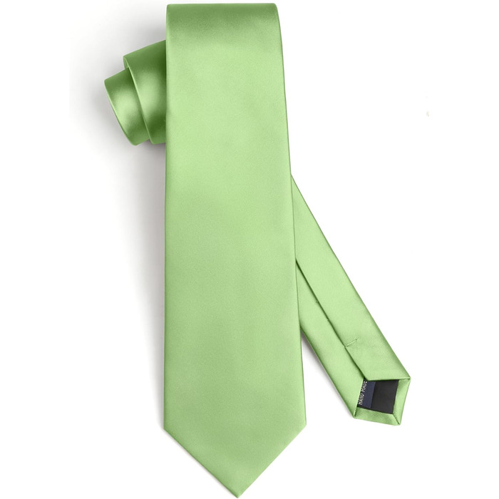 HISDERN Комплект краваток для чоловіків: краватка, нагрудна хустинка та краватки-кліпса. Класичний однотонний дизайн, світло-зелений, для святкових заходів та весіль.