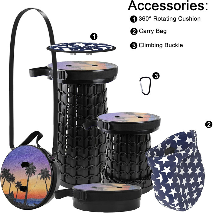 Складний туристичний стільчик Alevmoom - легкий, компактний, 600lbs, для кемпінгу, риболовлі, BBQ, кухні