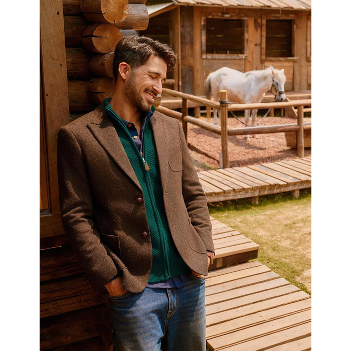 Кардиган чоловічий PJ PAUL JONES з блискавкою та стоячим коміром, грубий в'язання (S, Зелений)