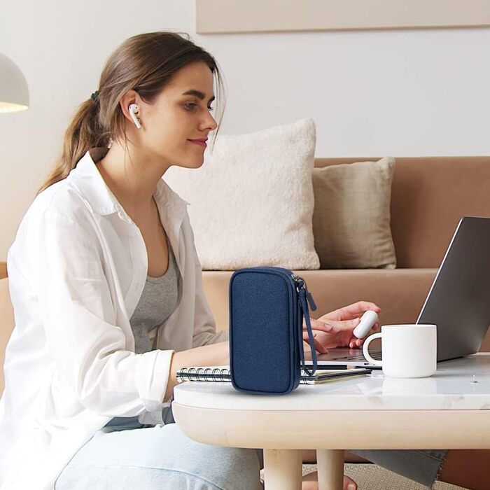 Органайзер для кабелів та аксесуарів для подорожей, універсальний, блакитний