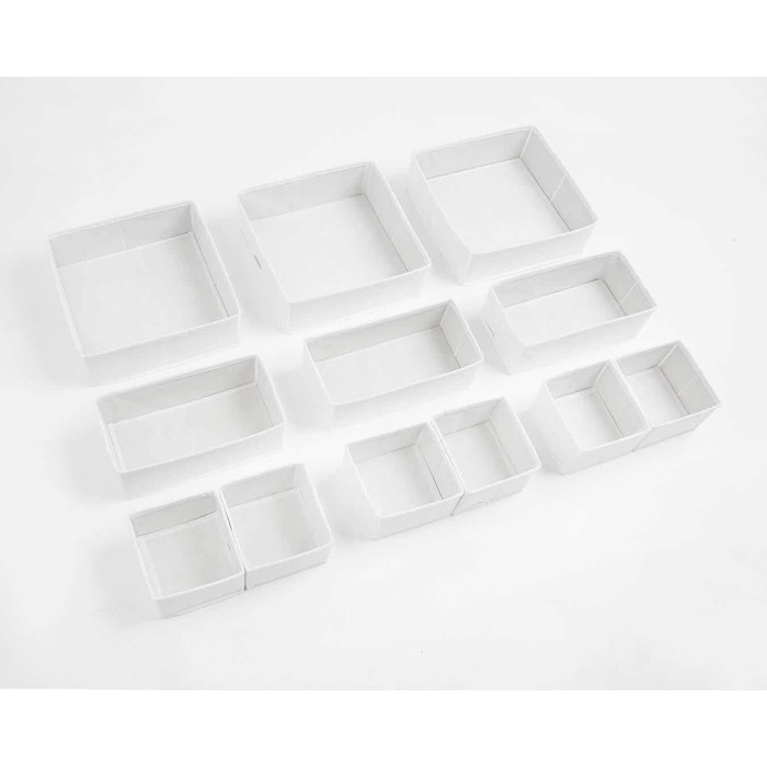 Large Drawer Organization System 12-Piece Set White Boxes Storage Organizer Drawer Cabinet Organizer Storage Box Closet Organizer