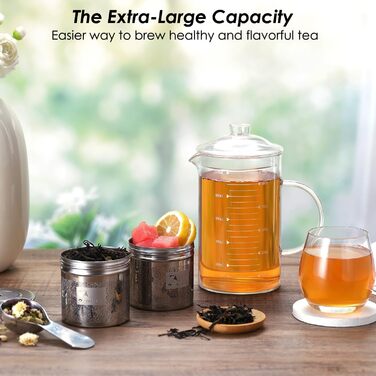 Large Tea Filter - SUS 304 Stainless Steel Tea Strainer with Extended Chains and Extra Fine Mesh Tea Egg for Infusing Herbal Tea, Spices, or Soups