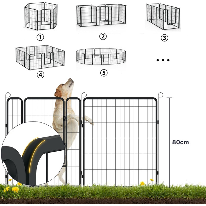 Вольєр для цуценят/собак Freigehege, складаний, 6 секцій, 65x80 см, чорний (6 шт.)