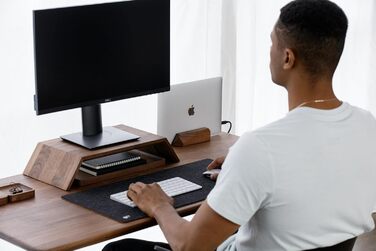 Oakwood Adjustable Wooden Laptop Stand - Desk Dock for MacBook Pro, MacBook Air, iPad - Walnut & Oak Wood, Handmade
