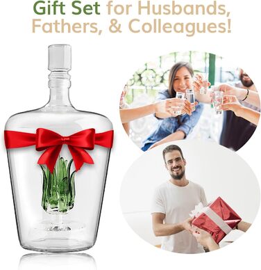 Agave Tequila Decanter Set with Glasses - 750ml Decanter & 6 Shot Glasses - Cinco de Mayo Party Decor - Perfect Gift for Tequila Lovers