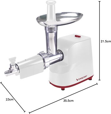 М'ясорубка електрична BEPER P102ROB200 з нержавіючої сталі, 1200 Вт + насадка для томатів