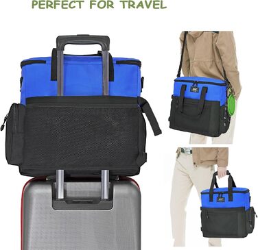 Сумка для собак Wolt: подорожі та аксесуари. З двома складними мисками, 2 контейнерами для корму та підставкою (Блакитна)