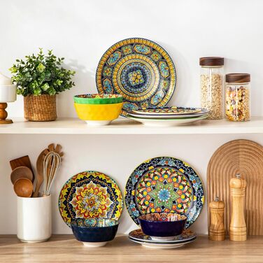 Набір посуду з порцеляни Vancasso на 6 осіб (18 предметів): тарілки, десертні тарілки, миски, серія KRVI