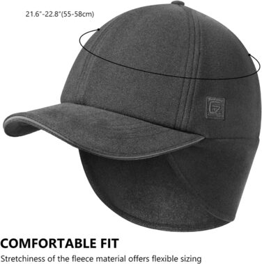 Шапка з флісу GADIEMKENSD для жінок з козирком, світловідбиваюча зимова шапка (55-58, Темно-сірий)