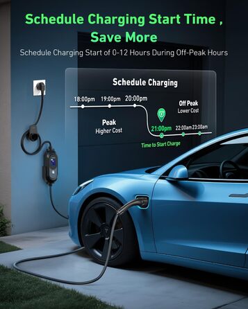 Електричний зарядний пристрій для авто Evjuicion, 15 метрів, 3.68 кВт, 8-16 А, 0-12H, IP67, Тип 2, LED-дисплей, кріплення для стіни та кабелю, портативний, сумка