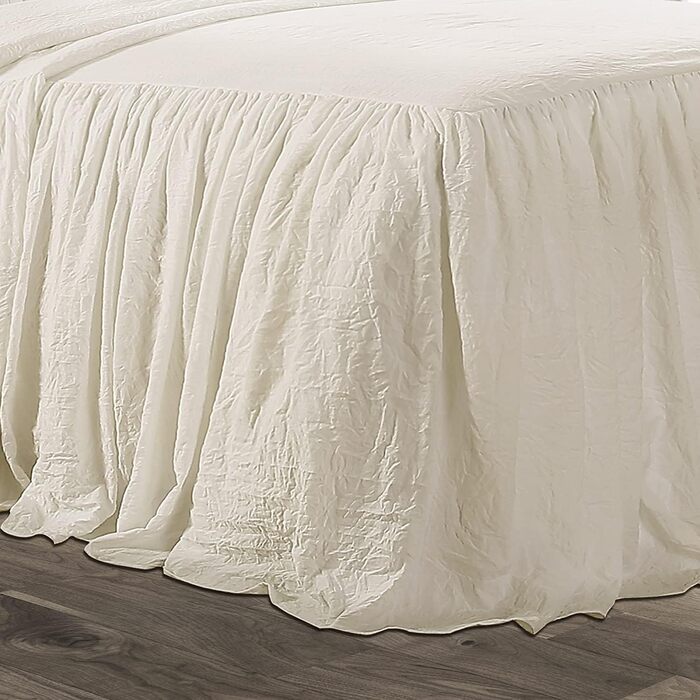 Lush Decor bedspread with ruffled skirt, polyester, ivory, Queen Queen Ivory