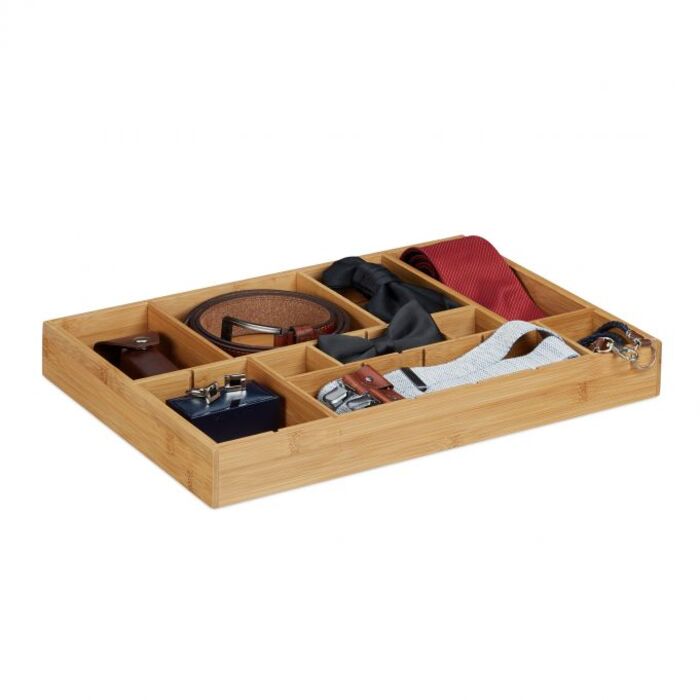 Relaxdays Bamboo Drawer Insert, Adjustable