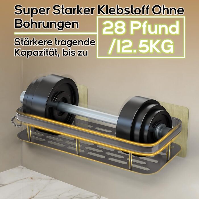 Поличка для душу Dealswin без свердління, 2 шт. - органайзер для ванної кімнати, полиця для зберігання та організації з великою місткістю, тримач для шампуню для душу та ванної кімнати (сірий)