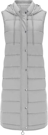 Жіноча тепла куртка Longwete з капюшоном, без рукавів, перехідна, елегантна жилетка, легка зимова куртка, тепла куртка, колір зелений (M, світло-сірий)