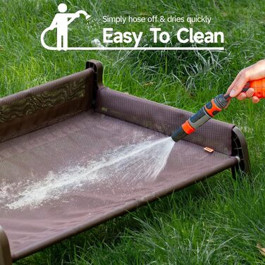 MEWOOFUN Dog Sofa Dog Bed Elevated No Dogs - Dog Beds for No and medium-sized dogs with Non-Slip Bottom, Breathable Woven Bed with Removable, Cat Sofa 61 x 53 x 28 cm, (XL, Brown Mesh)