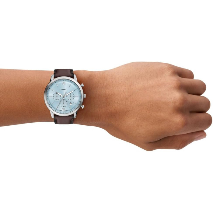 Годинник чоловічий Fossil Neutra Chronograph – шкіряний ремінець (коричневий/блакитний)