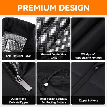 Електрична гріюча жилетка для чоловіків та жінок, 15 зон обігріву, 3 температурні режими, легка, для зими, на вулицю (без акумулятора), чорна L