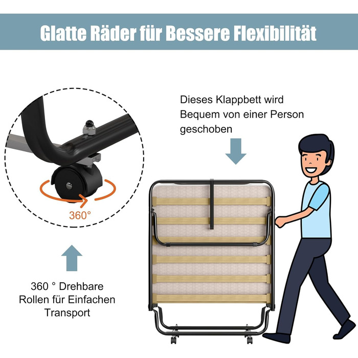 COSTWAY Foldable Guest Bed with Foam Mattress