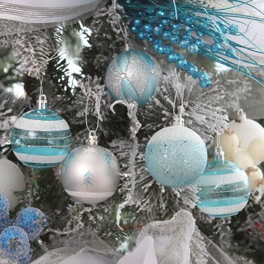 Декоративна куля на ялинку Sea Team з малюнком та блискітками, блакитна (60 мм)