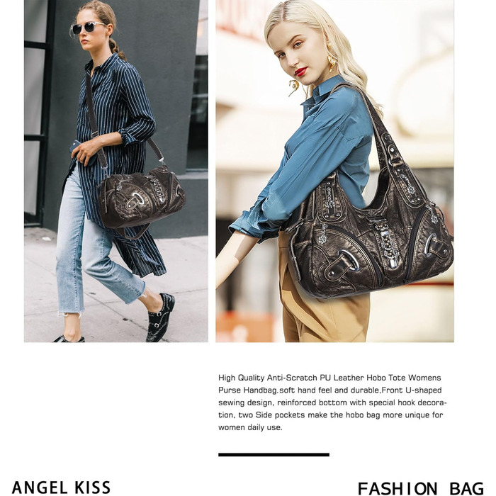 Сумка жіноча Angel Kiss Hobo з PU шкіри бронзового кольору з багатьма відділеннями