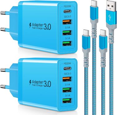 Зарядний пристрій USB-C 40W Acezeek з кабелями Type-C (2 адаптери, 2 кабелі) - Швидка зарядка для iPhone, Galaxy, iPad Pro