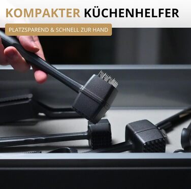 Westmark Steakmaster Black Edition: двосторонній молоток для м'яса та стейкер для приготування стейків, барбекю та грилю. Важкий молоток для м'яса, антрацитового кольору.
