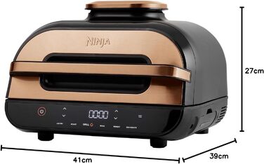 Ninja Foodi MAX Grill & Air Fryer, 3.8L Air Fryer with Digital Temperature Probe, Dishwasher-Safe Parts, Amazon Exclusive, 6-in-1, Copper/Black, AG551EUCP MAX PRO Grill & Air Fryer 3.8L Copper/Black