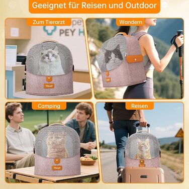 Розширюваний рюкзак для кота - рюкзак-переноска для тварин з дихаючим 4D-сіткою, для собак та котів до 12 кг (Рожевий)