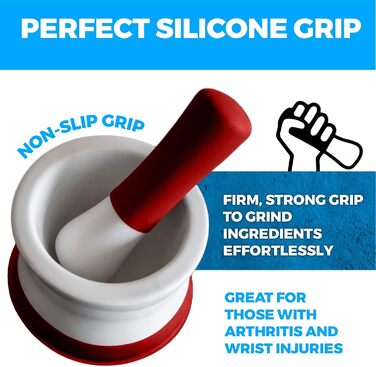 Набір для стукання (толкушки) EZ-Grip з червоного силікону та порцеляни, 11.5 см