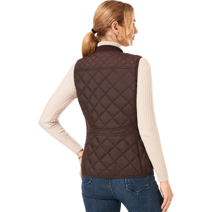 Жіноча степкова жилетка Fuinoth з рифленим коміром, утеплена, шоколадного кольору (XS)