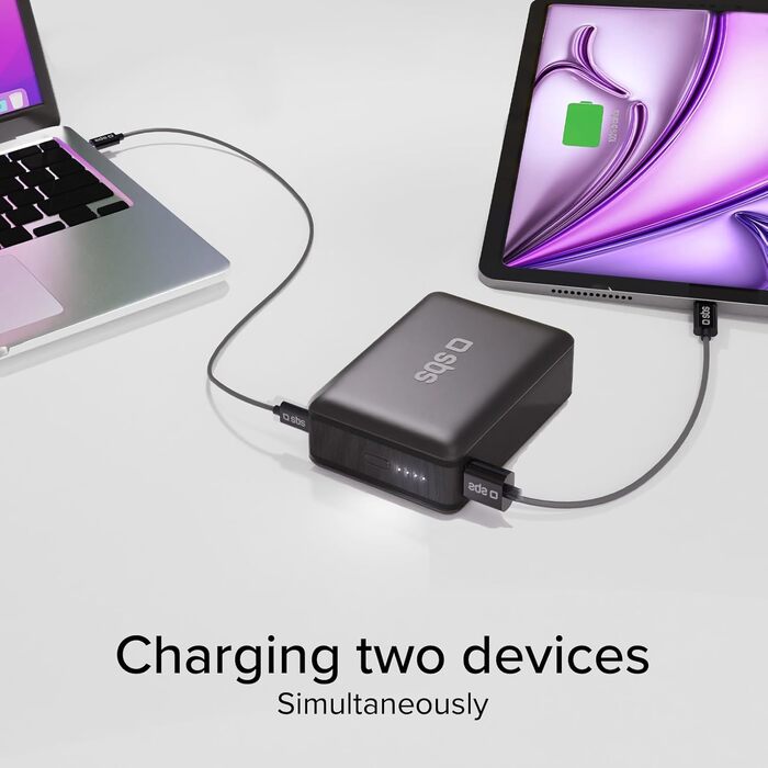 Power Bank SBS Slim 20000 mAh з AFC, LCD-дисплеєм та USB-C/USB-A: заряд для Apple, Samsung, MacBook, iPad, планшетів та ноутбуків
