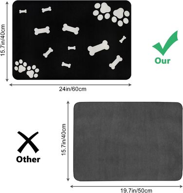 Нековзна килимок під миску для собак та котів Walant, легко миється, швидко сохне, чорний