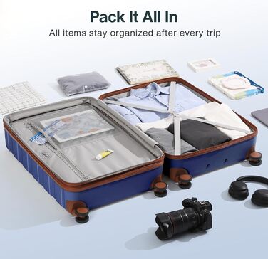 Чемодан VIPbox з жорсткою обшивкою, великий (75 см), розширюваний, легкий, з полікарбонату, з 3-річним сервісом, з TSA замком, 4 колеса, блакитний, M+XL (55+75 см)