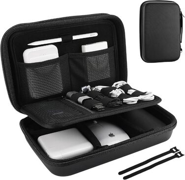 Органайзер для аксесуарів ProCase: кейс для кабелів, адаптерів, USB-накопичувачів та іншого електроніки (чорний)