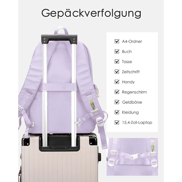 Шкільний рюкзак для підлітків: водонепроникний, великий, підходить для дівчат та хлопців, для школи, подорожей та повсякденного використання (фіолетовий)