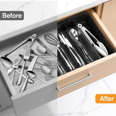 Органайзер для столових приборів розширюваний, для шухляд, 4-7 секцій - ідеальне зберігання в кухні
