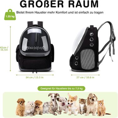 Рюкзак-переноска для котів та собак ALLSOPETS Bubble Carrier – чорний (до 7.5 кг)