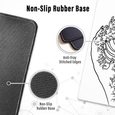 Ігрова мишка Pad Ovenbird з картографічним малюнком, з прошитими краями, великий XL, 80 x 30 см, чорний