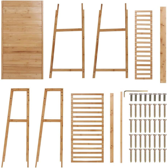 Bamboo Coat Rack, Clothes Rack with 3 Shelves and 10 Hooks, Clothes Rail, for Hallway, Living Room and Office, 80x43.5x165cm